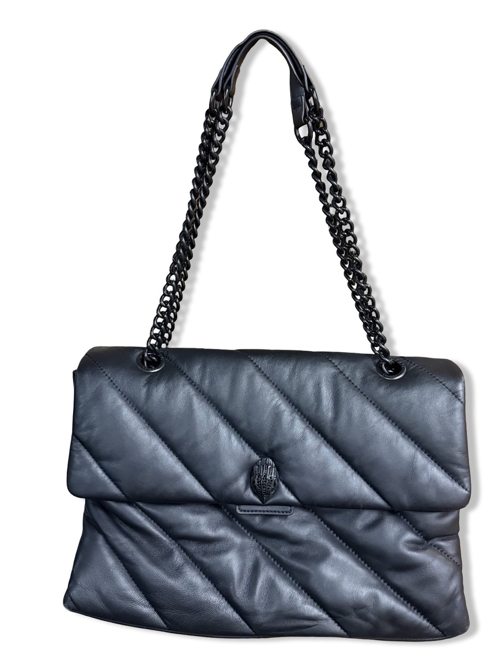 NWT Kurt Geiger XXL Kensington Drench SoHo Black Quilted Leather Shoulder Bag